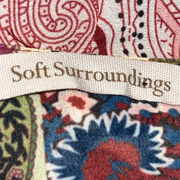 SOFT SURROUNDINGS LANGDON Paisley Patchwork Blouse Shirt Tie Front - NWT - PL - Picture 12 of 13